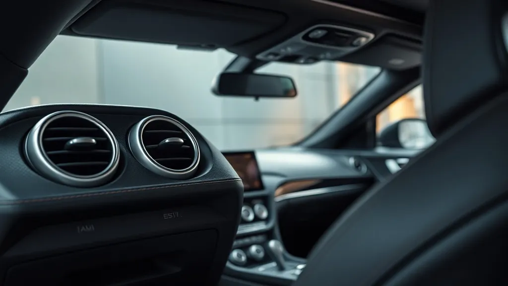 Interior dashboard of a luxury car focusing on air vents and